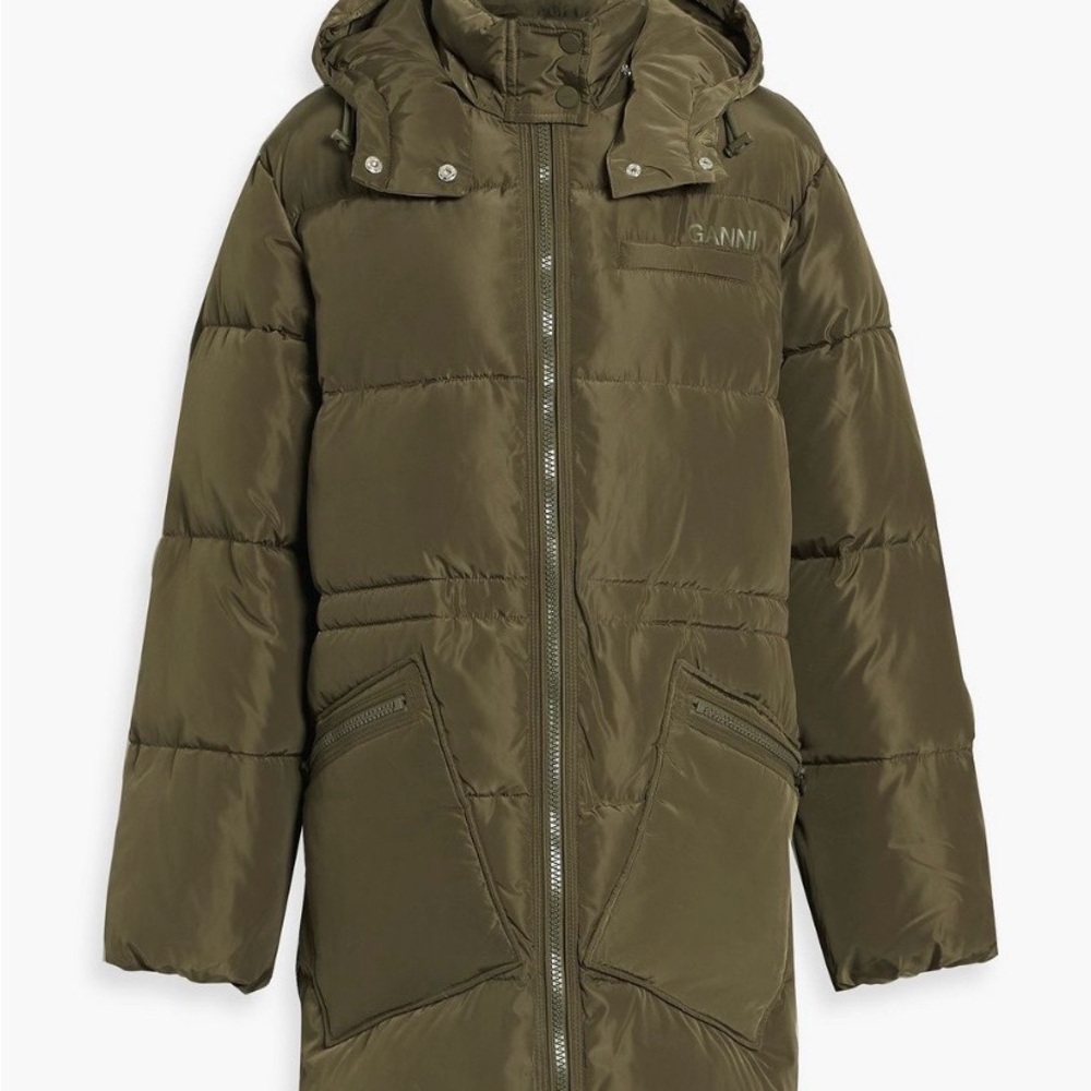 Ganni Khaki Puffer Jacket